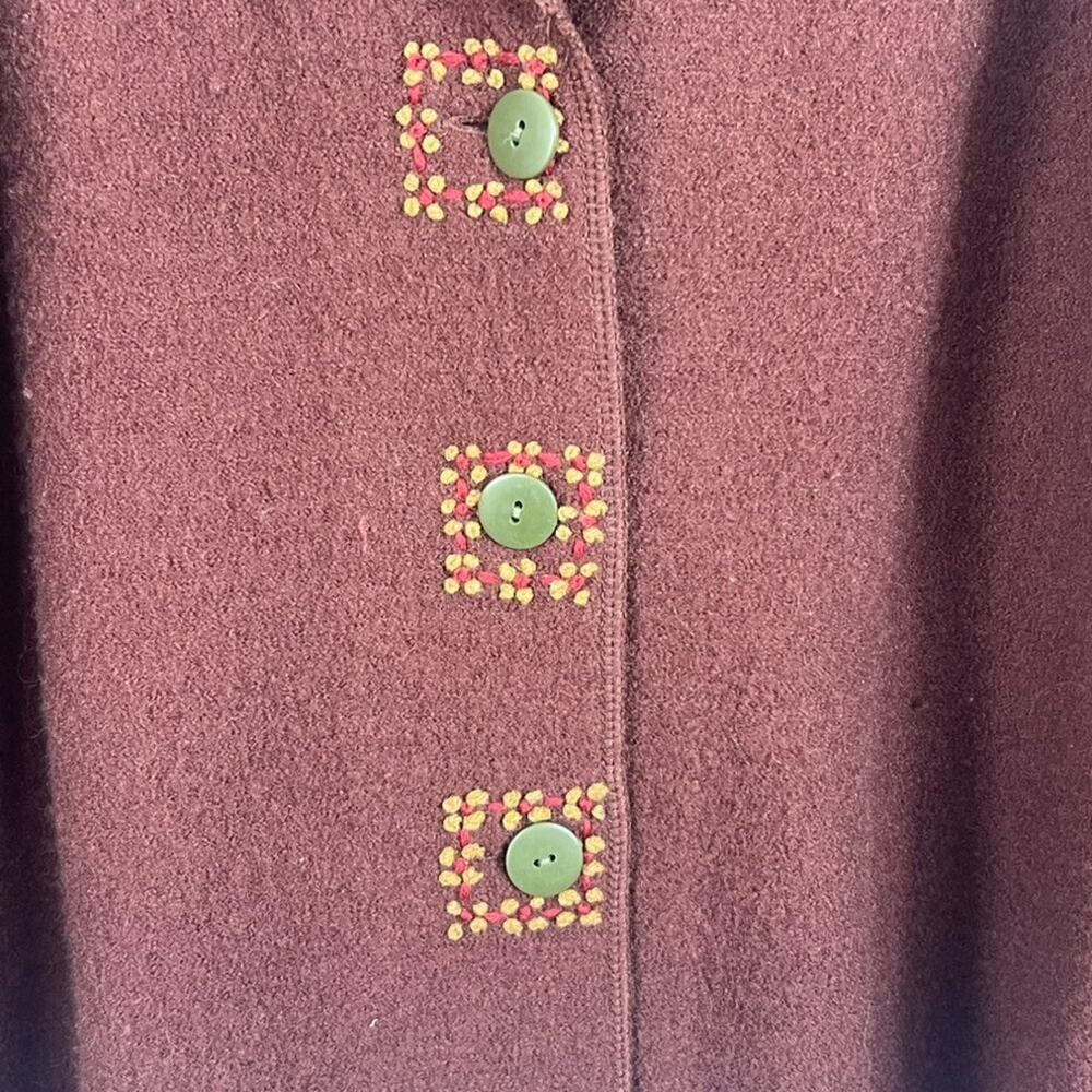 Nomadic Traders Blazer Jacket Women's Size M Brown 100% Wool Embroidered - Picture 4 of 10
